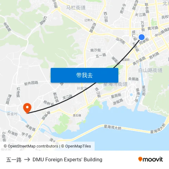 五一路 to DMU Foreign Experts' Building map