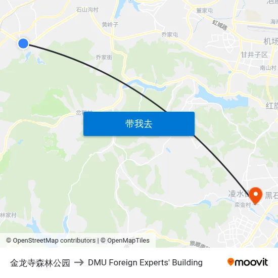 金龙寺森林公园 to DMU Foreign Experts' Building map