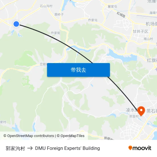 郭家沟村 to DMU Foreign Experts' Building map