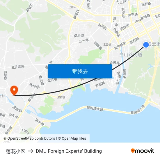 莲花小区 to DMU Foreign Experts' Building map