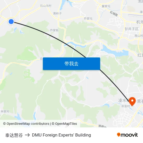 泰达慧谷 to DMU Foreign Experts' Building map