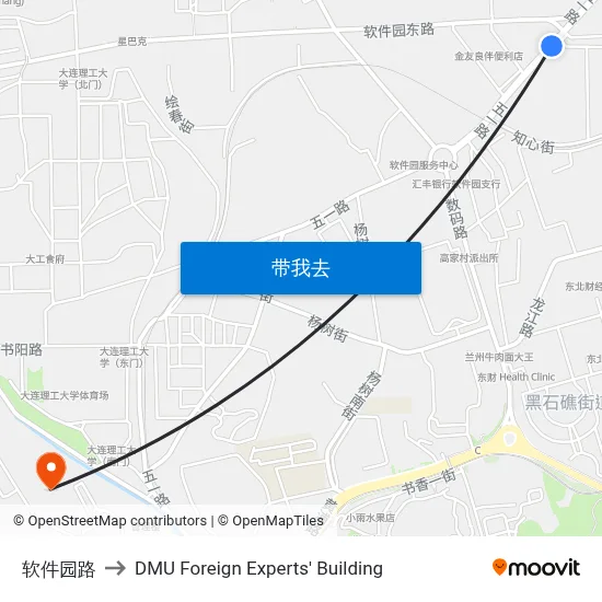 软件园路 to DMU Foreign Experts' Building map