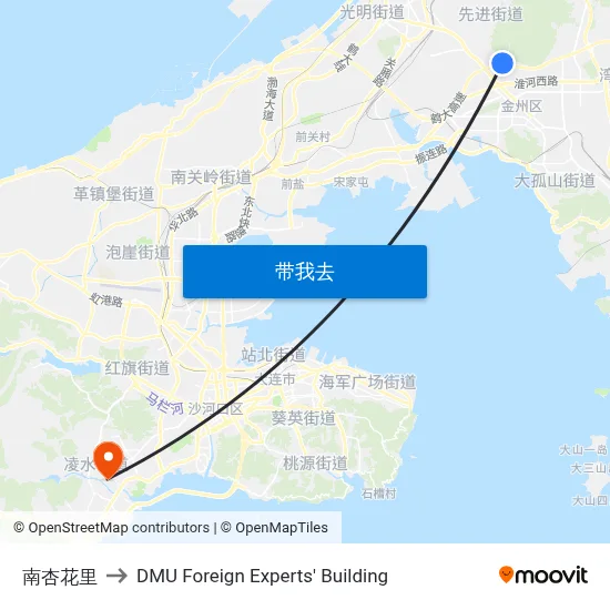 南杏花里 to DMU Foreign Experts' Building map