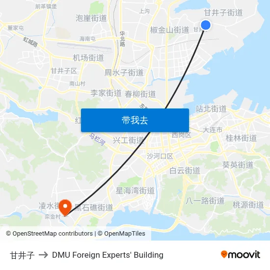 甘井子 to DMU Foreign Experts' Building map