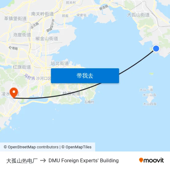 大孤山热电厂 to DMU Foreign Experts' Building map