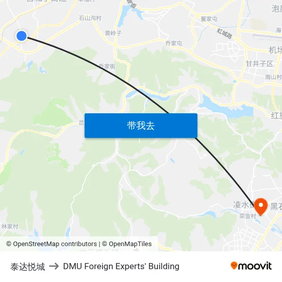 泰达悦城 to DMU Foreign Experts' Building map