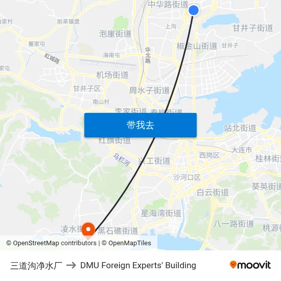 三道沟净水厂 to DMU Foreign Experts' Building map