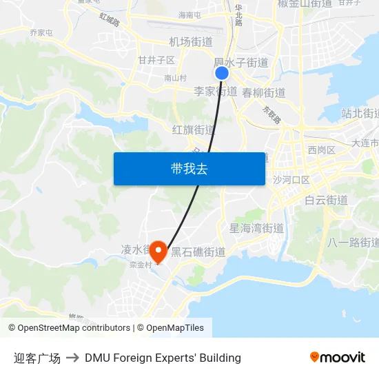迎客广场 to DMU Foreign Experts' Building map