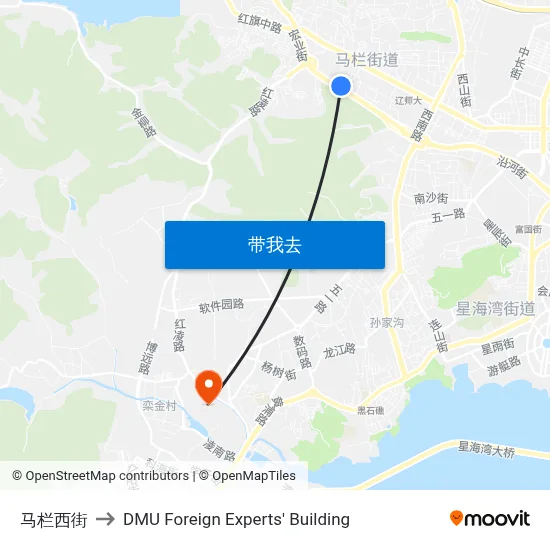 马栏西街 to DMU Foreign Experts' Building map