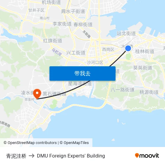 青泥洼桥 to DMU Foreign Experts' Building map