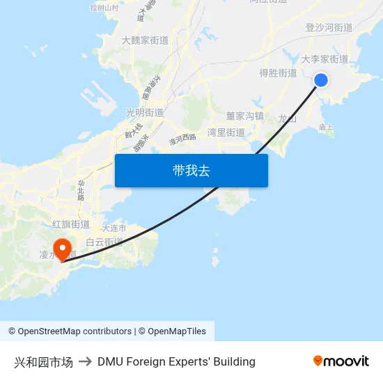 兴和园市场 to DMU Foreign Experts' Building map