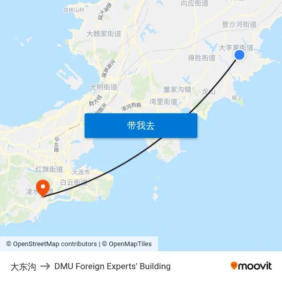 大东沟 to DMU Foreign Experts' Building map
