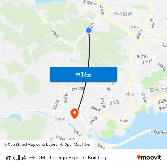 红凌北路 to DMU Foreign Experts' Building map