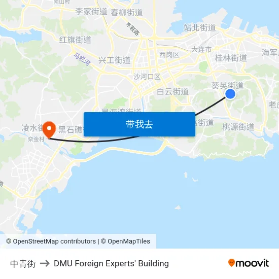 中青街 to DMU Foreign Experts' Building map
