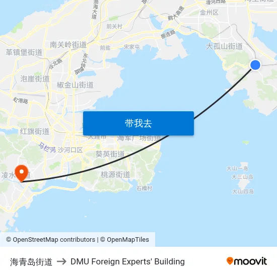 海青岛街道 to DMU Foreign Experts' Building map