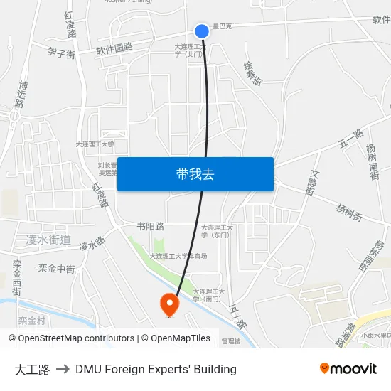 大工路 to DMU Foreign Experts' Building map