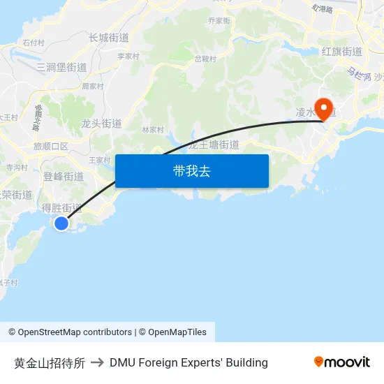 黄金山招待所 to DMU Foreign Experts' Building map