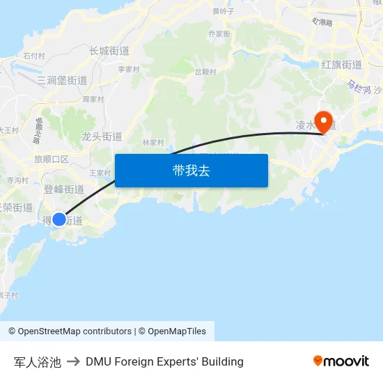 军人浴池 to DMU Foreign Experts' Building map