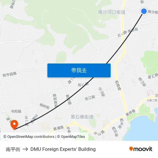 南平街 to DMU Foreign Experts' Building map