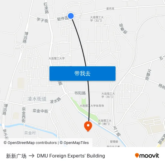 新新广场 to DMU Foreign Experts' Building map