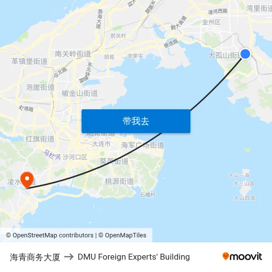 海青商务大厦 to DMU Foreign Experts' Building map