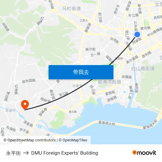 永平街 to DMU Foreign Experts' Building map