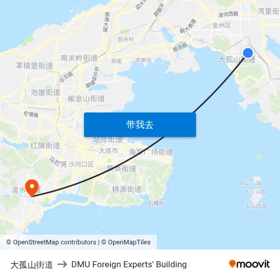 大孤山街道 to DMU Foreign Experts' Building map