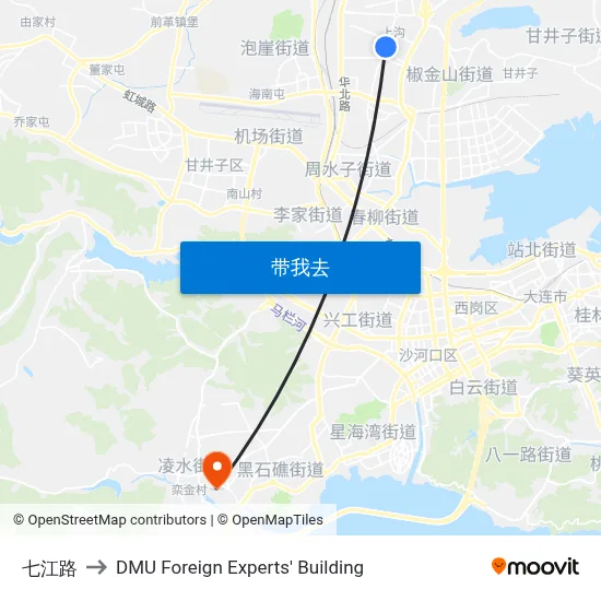 七江路 to DMU Foreign Experts' Building map