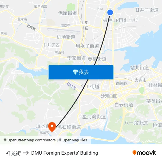 祥龙街 to DMU Foreign Experts' Building map
