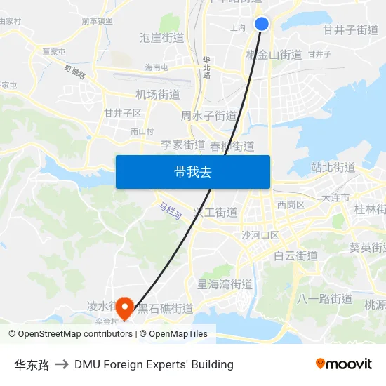 华东路 to DMU Foreign Experts' Building map