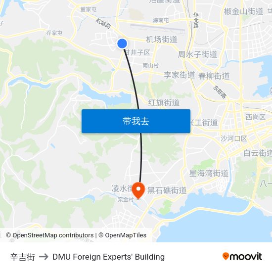 辛吉街 to DMU Foreign Experts' Building map