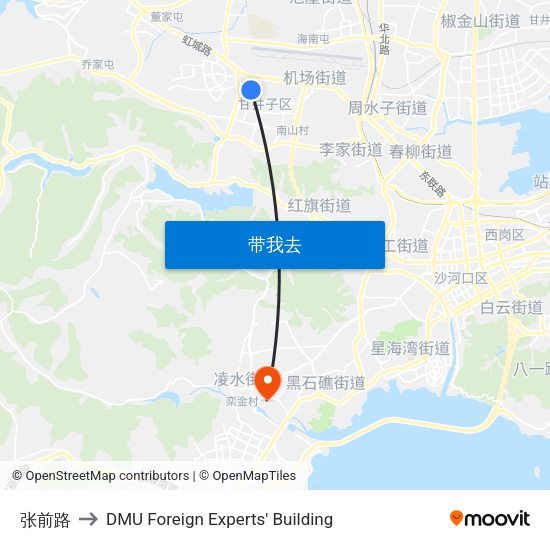 张前路 to DMU Foreign Experts' Building map