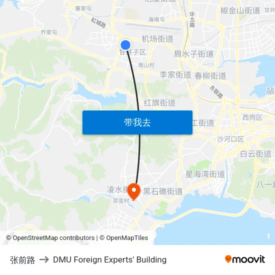 张前路 to DMU Foreign Experts' Building map