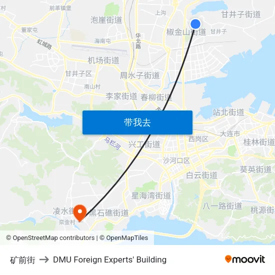 矿前街 to DMU Foreign Experts' Building map