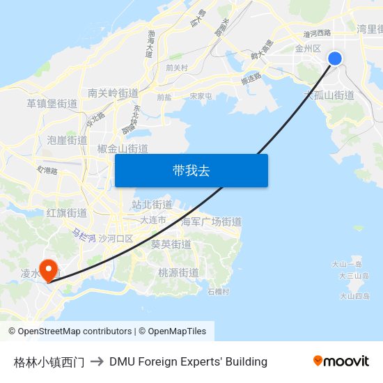 格林小镇西门 to DMU Foreign Experts' Building map