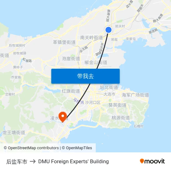 后盐车市 to DMU Foreign Experts' Building map