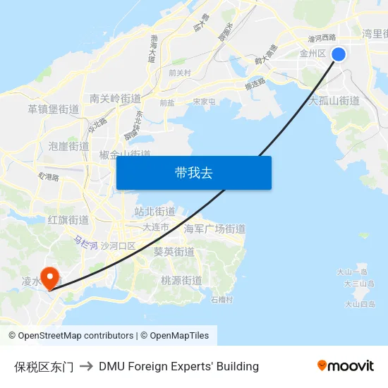 保税区东门 to DMU Foreign Experts' Building map