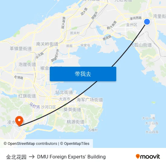 金北花园 to DMU Foreign Experts' Building map