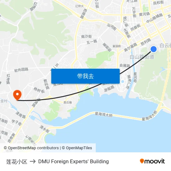 莲花小区 to DMU Foreign Experts' Building map