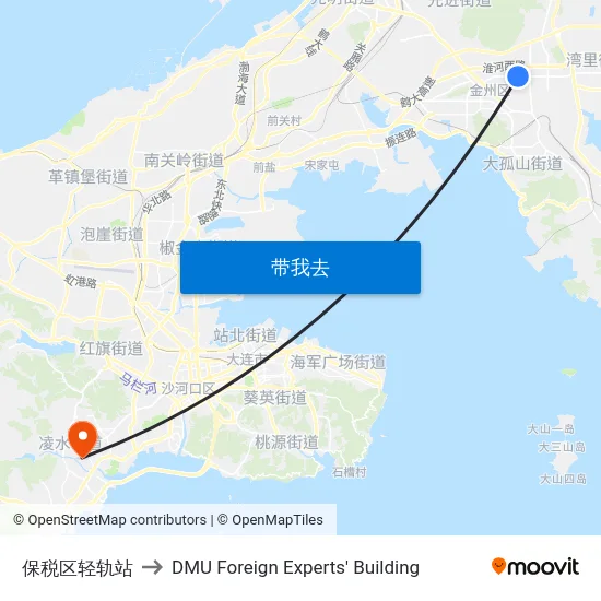 保税区轻轨站 to DMU Foreign Experts' Building map