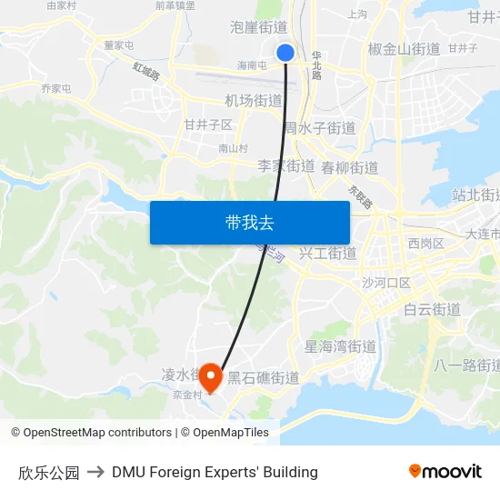 欣乐公园 to DMU Foreign Experts' Building map