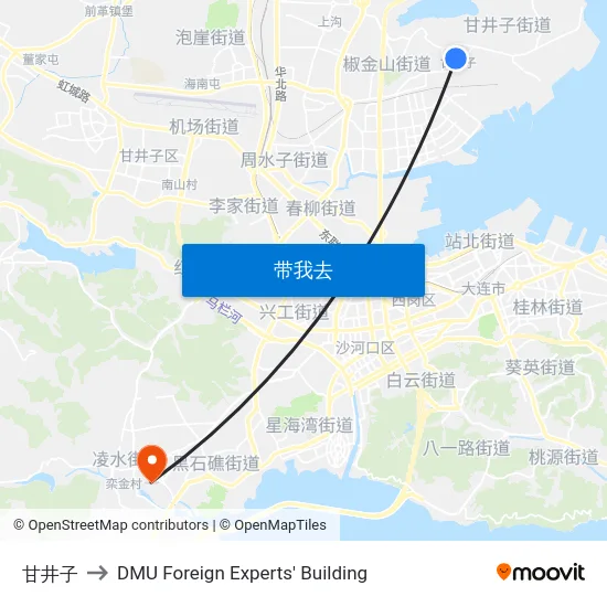甘井子 to DMU Foreign Experts' Building map