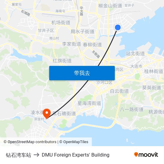 钻石湾车站 to DMU Foreign Experts' Building map