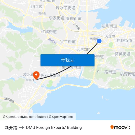 新开路 to DMU Foreign Experts' Building map