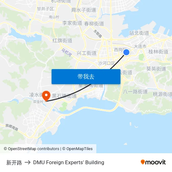 新开路 to DMU Foreign Experts' Building map