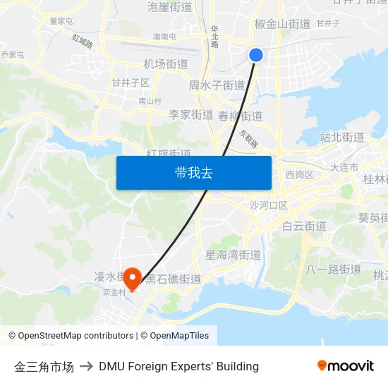 金三角市场 to DMU Foreign Experts' Building map