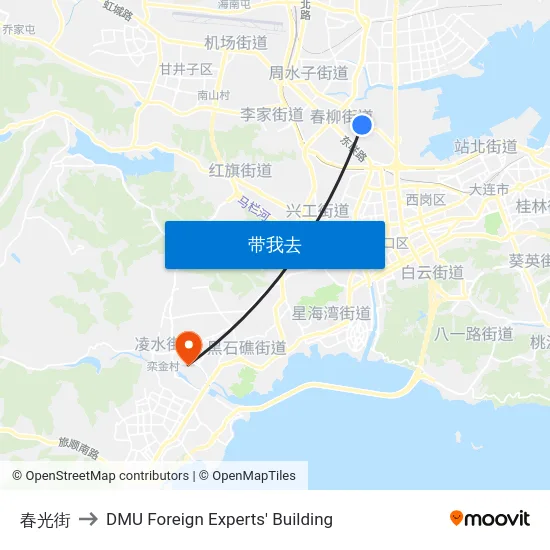 春光街 to DMU Foreign Experts' Building map