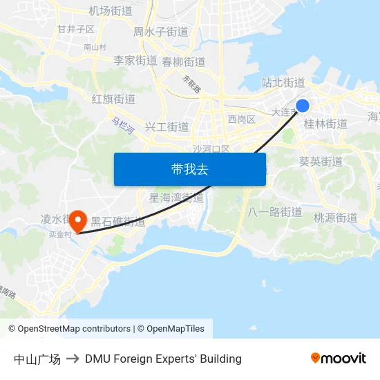 中山广场 to DMU Foreign Experts' Building map