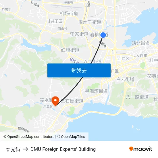 春光街 to DMU Foreign Experts' Building map