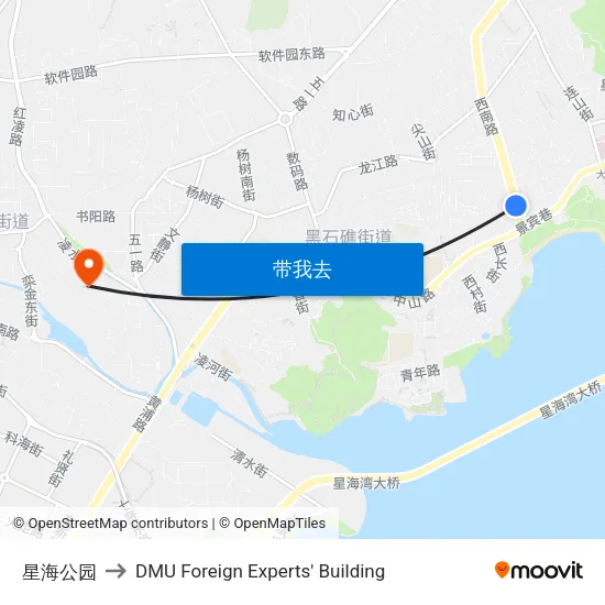 星海公园 to DMU Foreign Experts' Building map